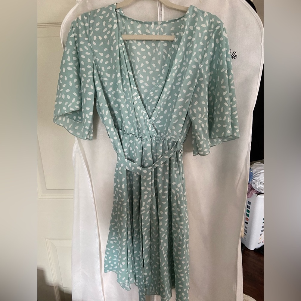 Cute faux wrap dress with belt